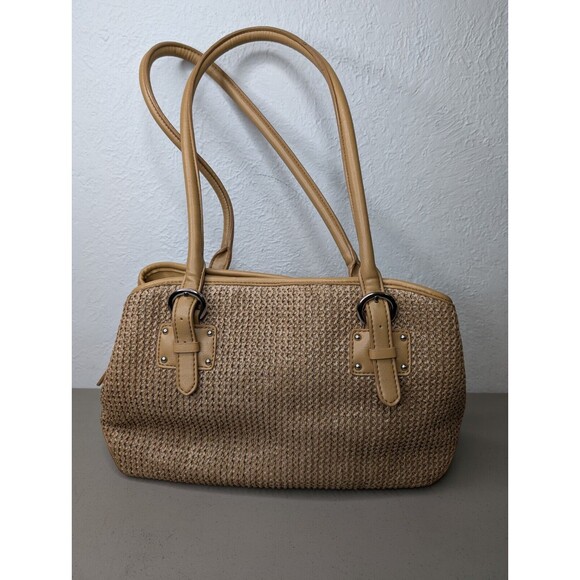 Croft Barrow Satchel Handbag‎ Purse with Cosmetic Bag Tan Neutral Shoulder Bag - Picture 5 of 12